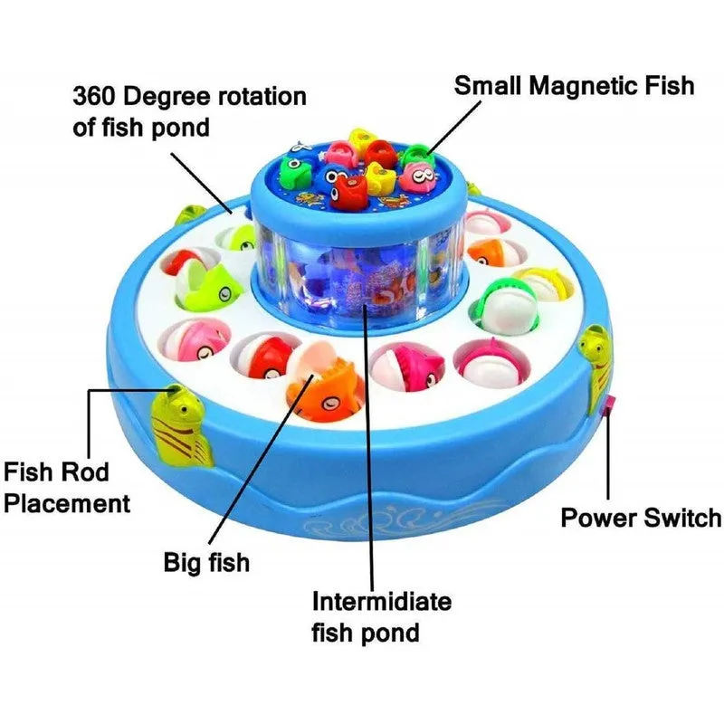 Fish Catching Game with 26 Fishes and 4 Pods with Music and Lights (Assorted Colour)