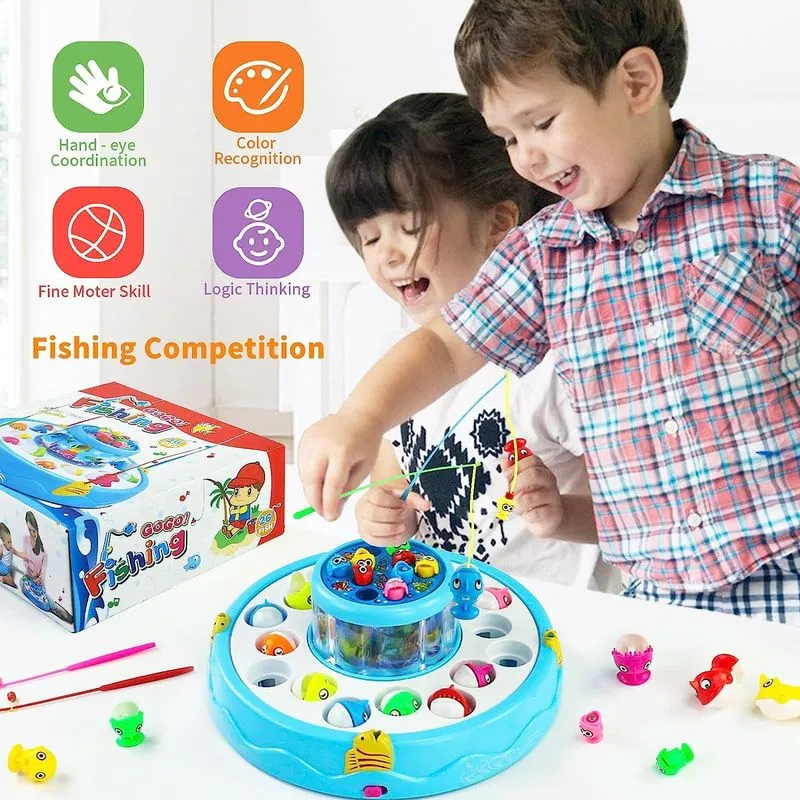 Fish Catching Game with 26 Fishes and 4 Pods with Music and Lights (Assorted Colour)