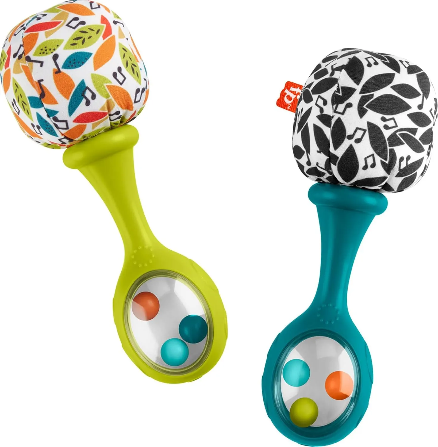 Fisher-Price Newborn Toys Rattle ‘n Rock Maracas, 2 Soft Musical Instruments for Developmental Play Babies Ages 3  Months, Neutral Colors