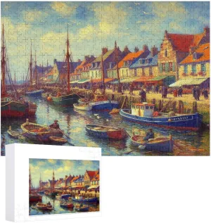 Fishing Village Jigsaw Puzzle for Adults and Kids Challenging Puzzle Game Nights Jigsaw Puzzle Unique Gifts 500 Piece Funny Puzzles for Family Wedding Graduation Friends