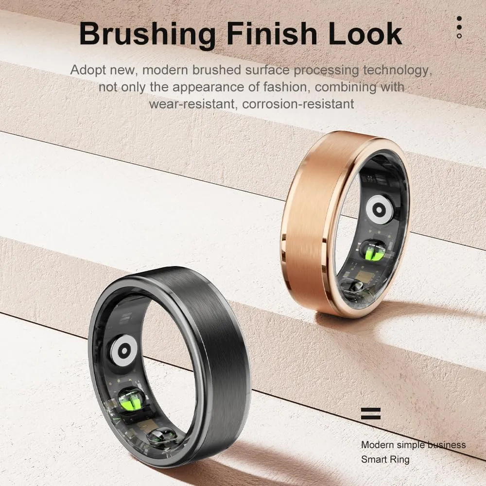 Fitness Smart Ring with 7/24 Heart Rate Monitor Pedometer Sleep Ring Waterproof Tracker Casual Sports Ring Gold Black Ring