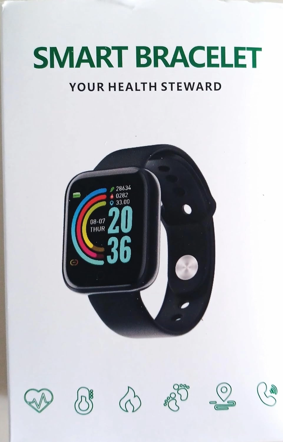 Fitness Tracker Smartwatch, Black, Fits most people