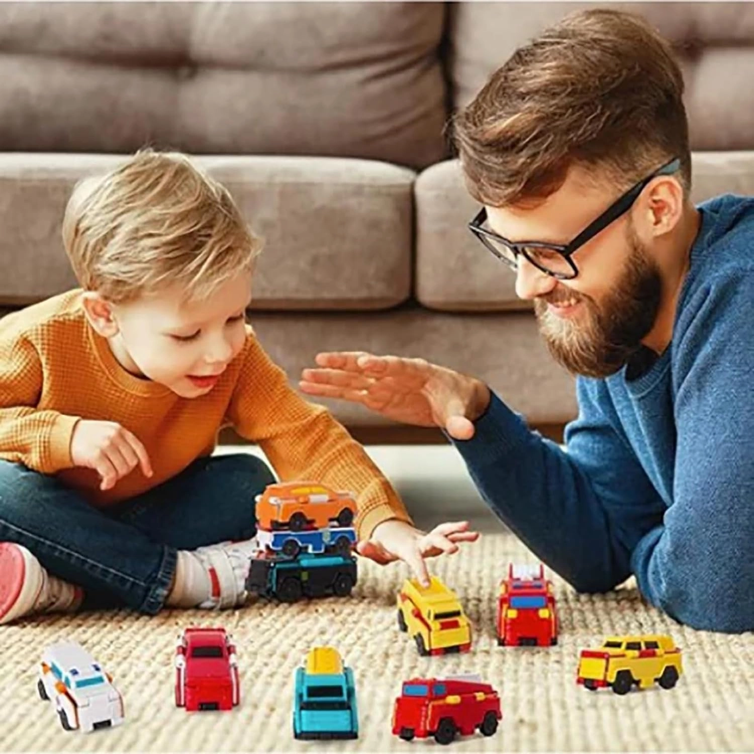 Flip Racers Transformable Cars Dual-Design Toy Cars Pull Back Vehicle Playset Flip Racers Transformable Cars Kiddie Corner,Gifts for Toddlers Birthday Stuffers Creative (Hh)