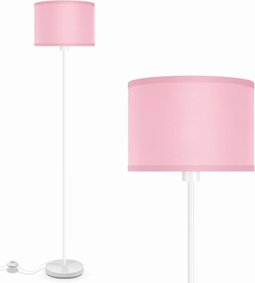 Floor Lamp, Standing Lamp, Short Floor Lamps with Pink Lampshade, 59" Tall Lamps for Bedroom, Foot Switch, Simple Corner Pole Lamp for Kids Room, Girls Room, Living Rooms, Office(NO Bulb, E26 Base)