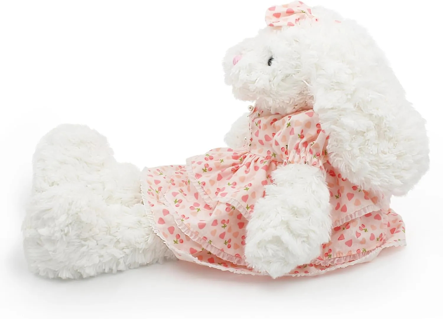 Floppy Bunny Stuffed Animals in Dress for Baby Girls Plush Toys 18 Inch (Pink Lolita Floral Dress)