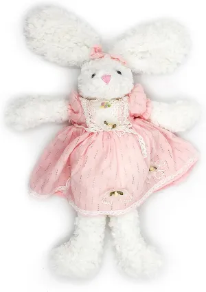 Floppy Bunny Stuffed Animals in Dress for Baby Girls Plush Toys 18 Inch (Pink Lolita Floral Dress)