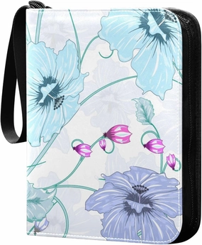 Flower-colorful-print Card Binder 4 Pocket, Fits 400 Cards,Trading Card Binder with Sleeves, Waterproof Sports Card Binder with Zip Collectible Trading Card Albums for Collectible Game Cards MTG TCG