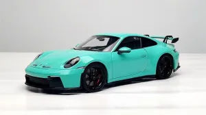 FloZ for NOREV for Porsche New for 911 for 992 for GT3 2021 Ti Blue with Tail Wing 1:18 Car Pre-Built Model