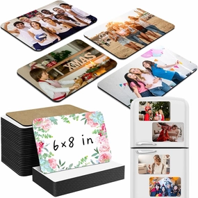 Flutesan 32 Pcs Large Sublimation Magnet Blanks Personalized Refrigerator Sublimation Blanks Include 16 Rectangle Blanks 16 Fridge Magnets for Office Kitchen Microwave Car Wall Decoration (6 x 8 Inch)