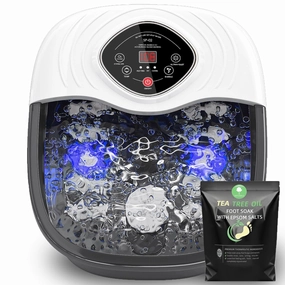 Foot Spa Bath Massager with Heat, Shiatsu Rollers, UV & Ozone Bubbles - Includes Tea Tree Oil Epsom Salt, Relieves Stress and Foot Pain - Home Pedicure Soak Tub Gift for Women/Men, Mom/Dad