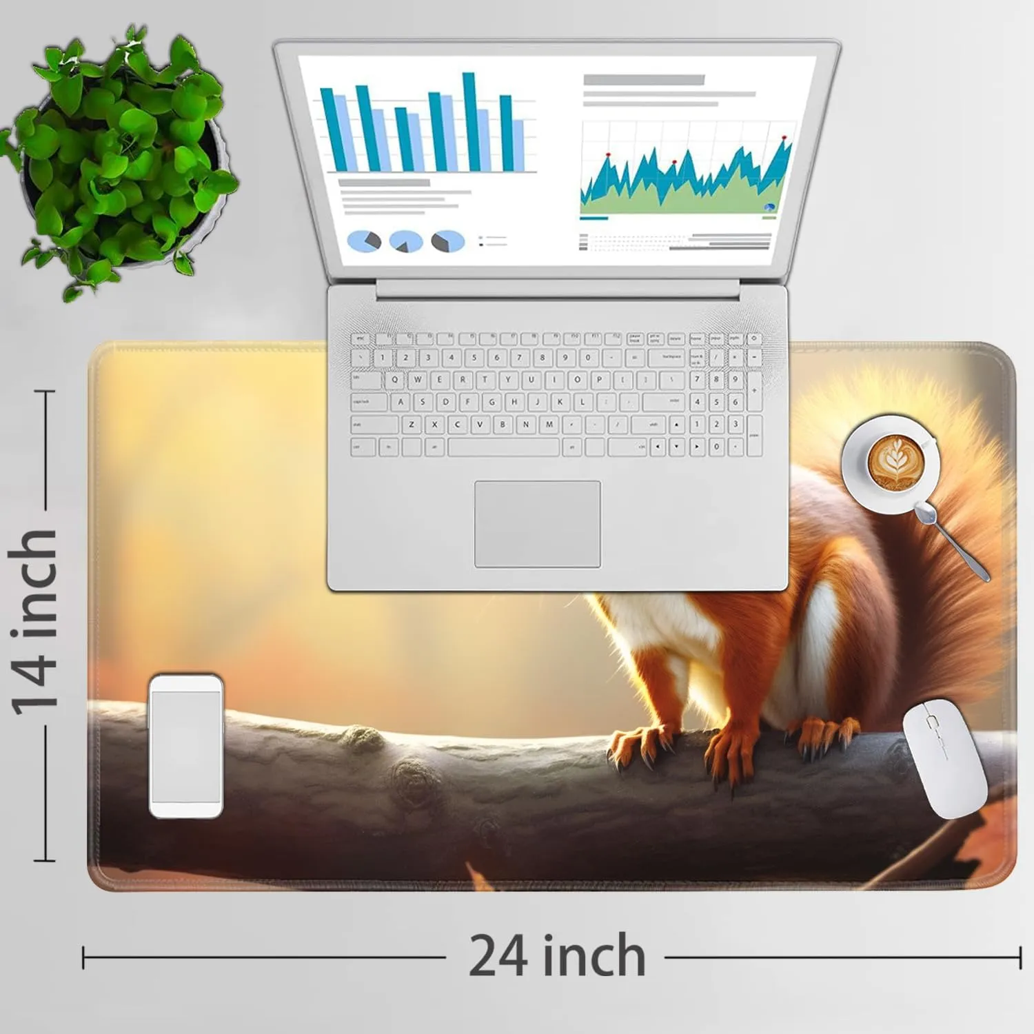 for MTG Playmat   Drawstring Travel Pouch   6 Dice Counter, for Trading Card Game Playmats or Mouse Pad, Anti-Slip Rubber 24 x 14 in, Animals Cute Squirrel for TCG Playmat (No with Zone)