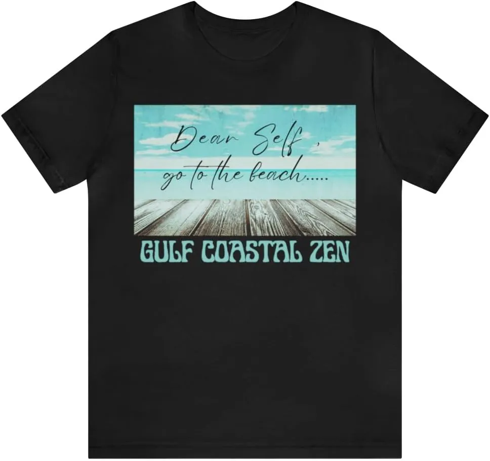 Forgotten Coast Dear Self Beach Dock Ocean Beach Adult Short Sleeve T- Shirt Black S