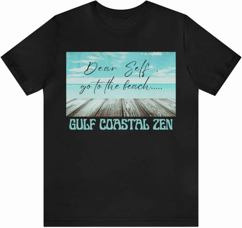 Forgotten Coast Dear Self Beach Dock Ocean Beach Adult Short Sleeve T- Shirt Black L