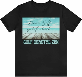 Forgotten Coast Dear Self Beach Dock Ocean Beach Adult Short Sleeve T- Shirt Black L