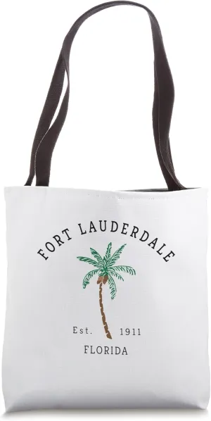 Fort Lauderdale Florida Colorful Palm Tree Retro Novelty Tote Bag