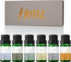 Fragrance Oils, MitFlor Hotel Collection Diffuser Oil for Home, Soap & Candle Making Scents, Aromatherapy Essential Oils Set 6x10ml, Lemon & Thyme, Citrus Amber, White Tea and More