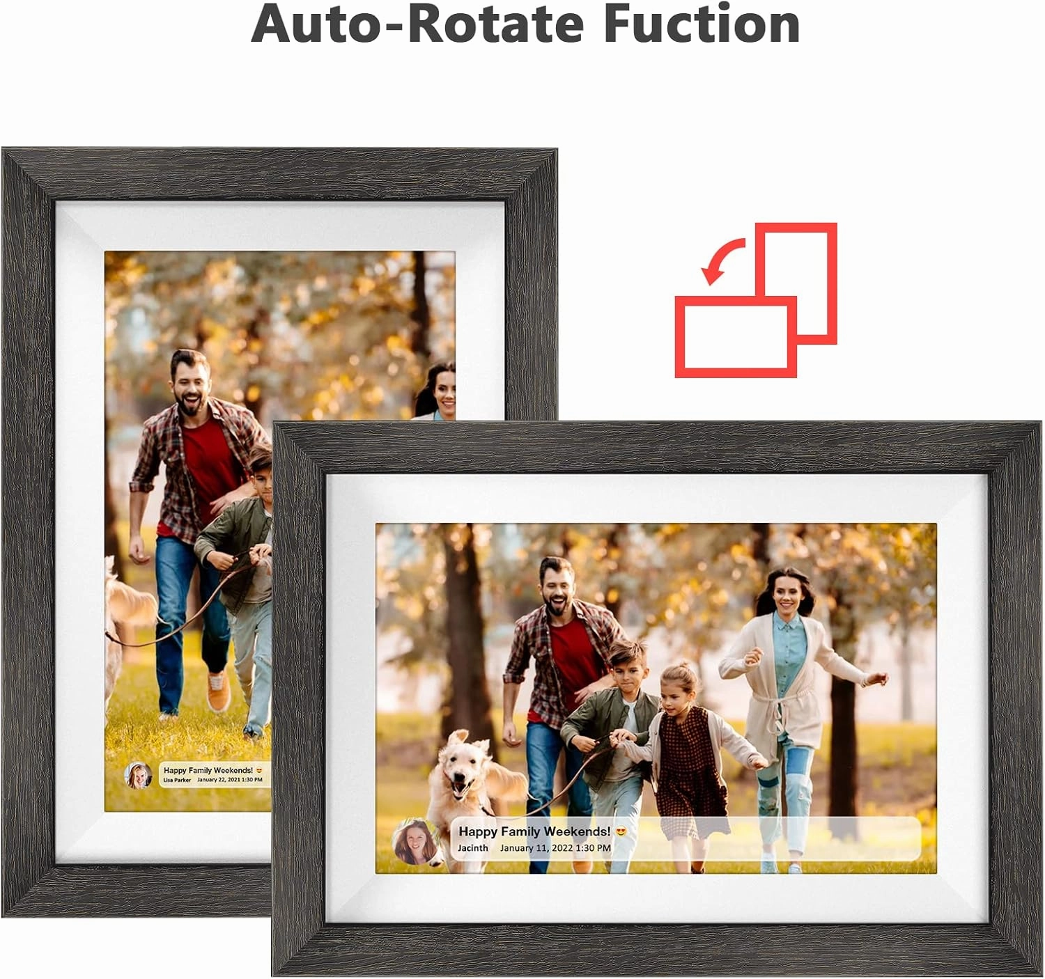 Frameo 10.1 Inch WiFi Digital Picture Frame，1280 * 800IPS HD Cloud Smart Digital Photo Frame,32GB Storage, Wall Mountable, Auto-Rotate,Easy to Share Photos or Videos via FRAMEO APP （Wood Frame）