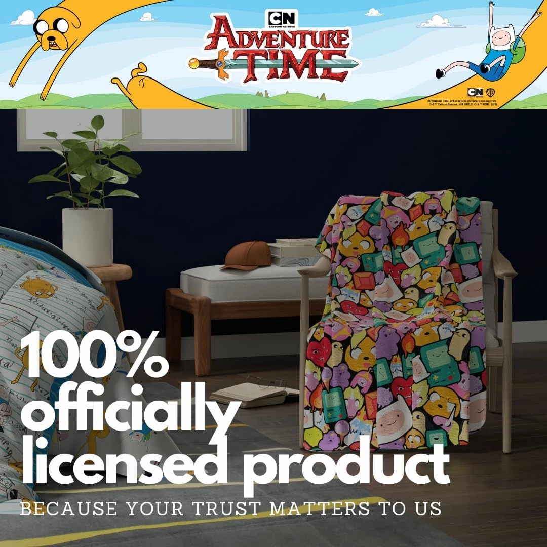 Franco Collectibles Adventure Time Bedding Super Soft Cozy Plush Throw, 46 in x 60 in, (Officially Licensed Product)