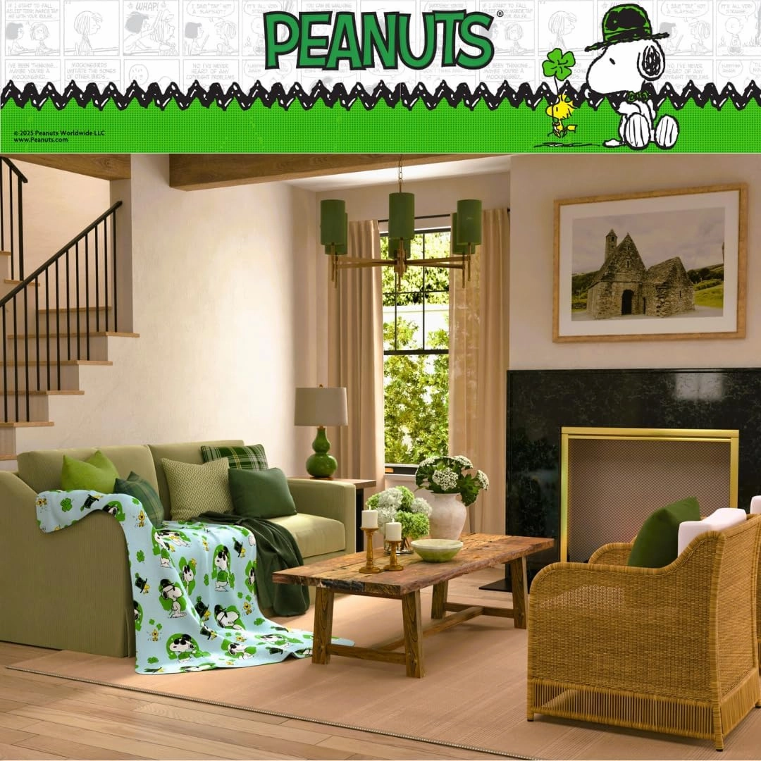 Franco Collectibles Peanuts St. Patricks Bedding Super Soft Cozy Plush Throw, 46 in x 60 in, (Officially Licensed Product)
