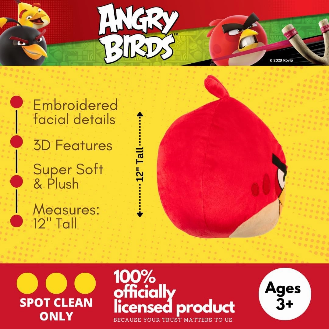 Franco Gaming Bedding Super Soft Plush Decorative Pillow, One Size, Angry Birds