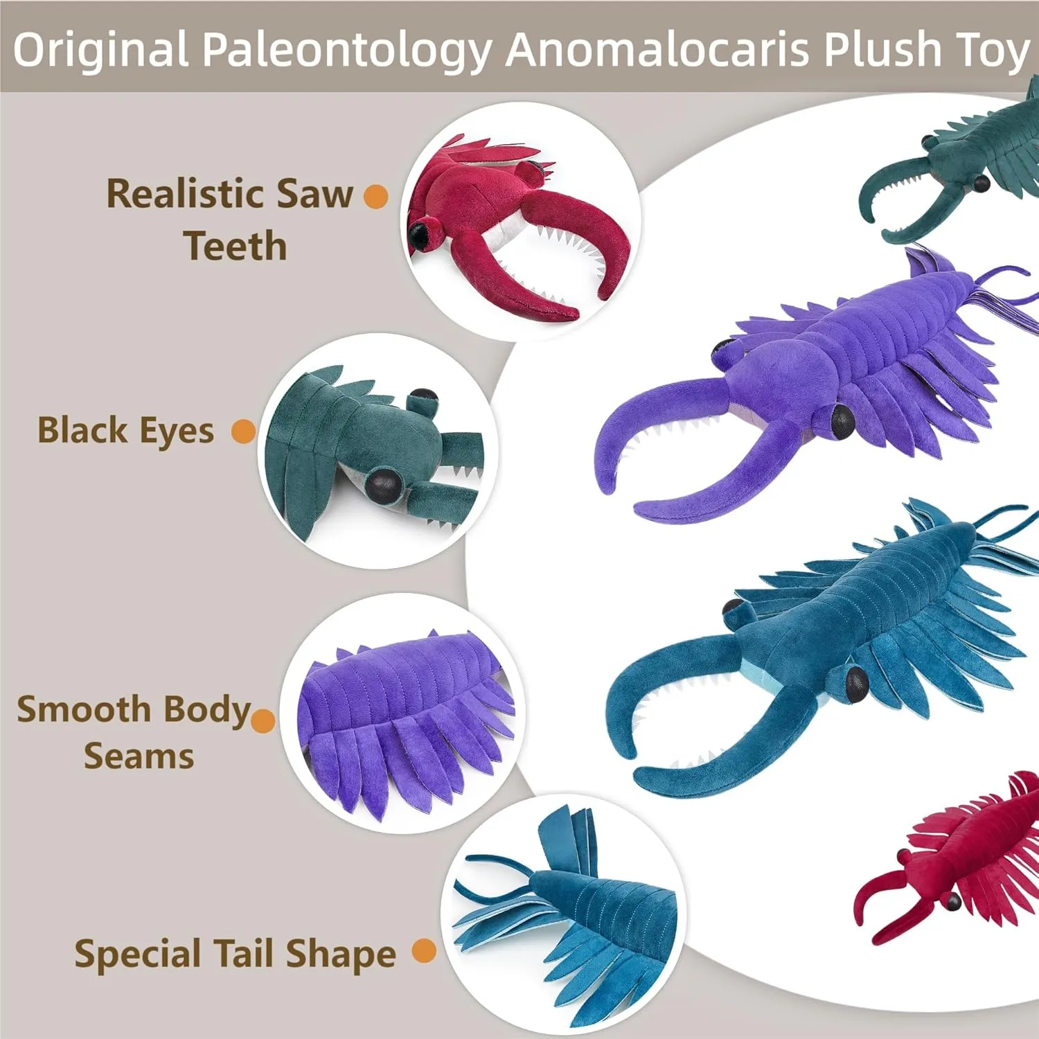FRANKIEZHOU Simulation Anomalocaris Arthropod Plush-Blue 21" Cambrian Ancient Sea Shrimp Stuffed Animal,Soft Shrimp Plush Toy, Stuffed Toy,Cuddly Toys,Gifts for Kids