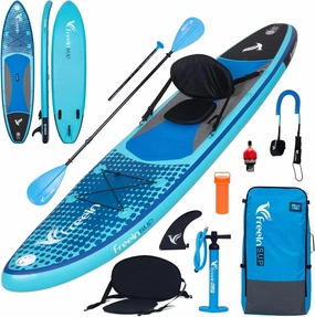 Freein Inflatable Paddle Board 10'6"/11',Capacity 2-in-1 SUP/Kayak with Adjustable Seat,Electric Pump Adapter,Non-Slip Diamond Deck & Travel Backpack,for Adults/Fishing/Yoga