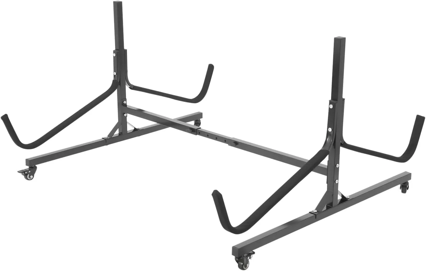 Freestanding Kayak Storage Rack with Lockable Wheels,Adjustable Wide Kayak Stand for 2pcs,Heavy Duty Garage Rack for Kayak Canoe Boat Paddle Board,Indoor Outdoor Garage Dock