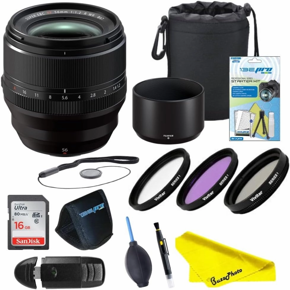 Fujifilm Fujinon XF 56mm F1.2 R WR Lens with BuzzPhoto Accessories (Pro Bundle)