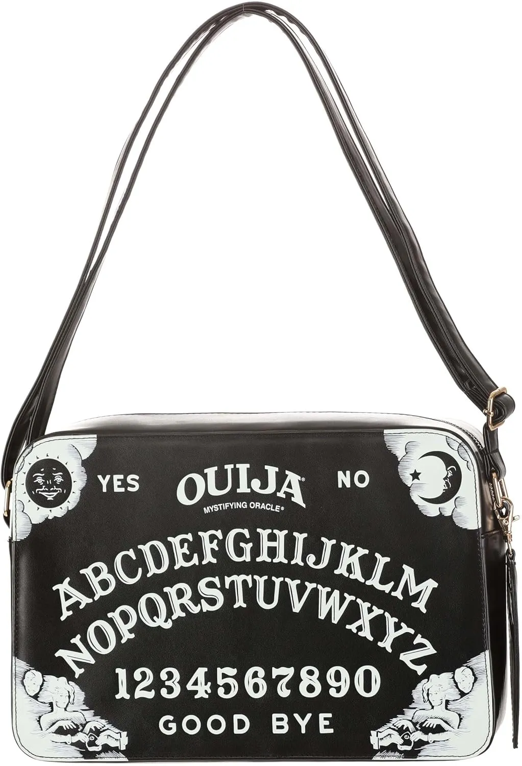 Fun Costumes Glow in the Dark Ouija Board Costume Purse - Adjustable Strap, Zipper Closures, Removable Charm - Standard - Black