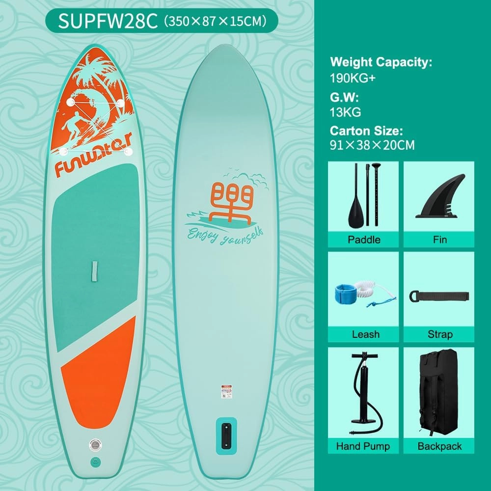 FunWater Stand Up Paddle Board Ultra-Light Inflatable Paddleboard with SUP Accessories for Adults & Youth of All Skill Levels