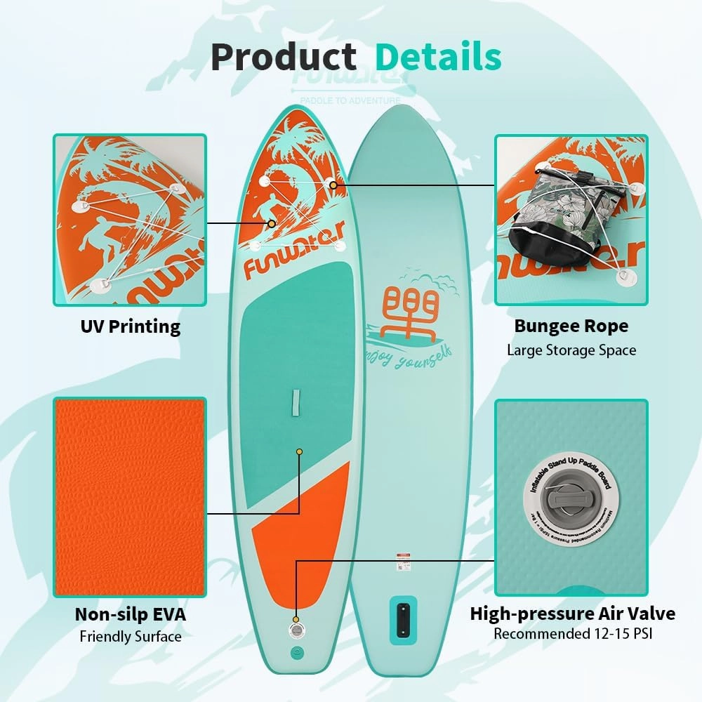 FunWater Stand Up Paddle Board Ultra-Light Inflatable Paddleboard with SUP Accessories for Adults & Youth of All Skill Levels