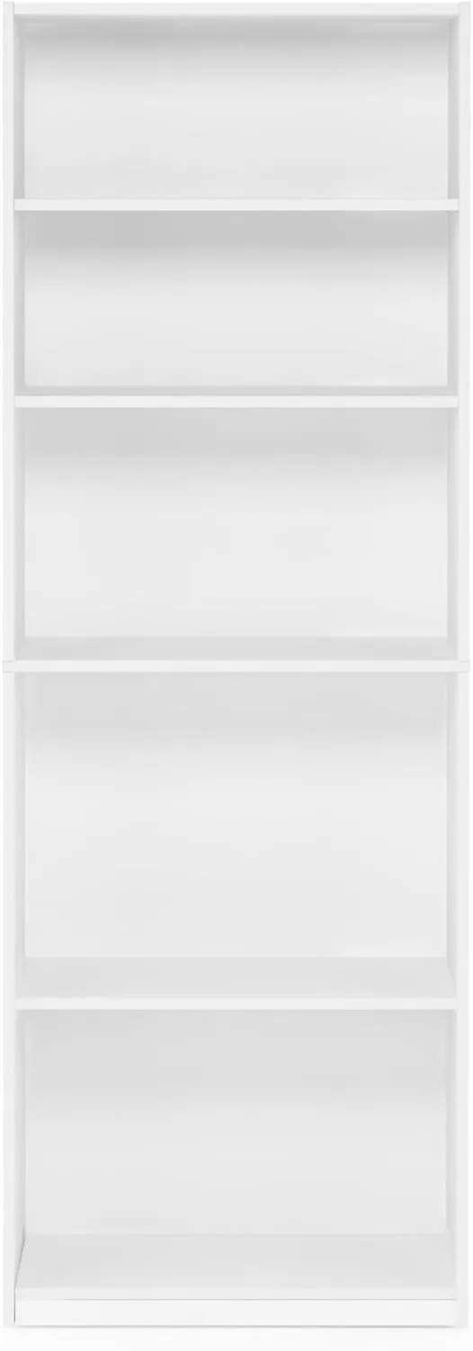 FURINNO JAYA Simply Home 5-Shelf Bookcase, 5-Tier, White