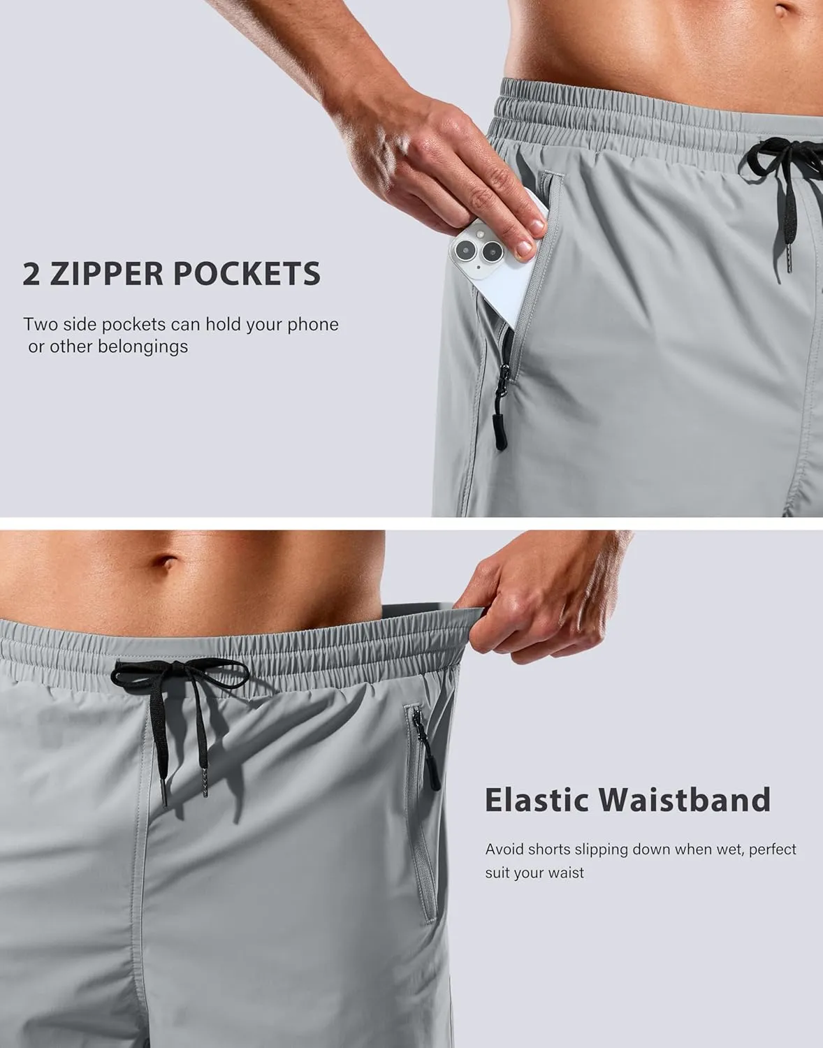 G Gradual Mens Swim Trunks with Compression Liner 7" Quick Dry Board Shorts Swimsuit Bathing Suit for Men with Zipper Pockets