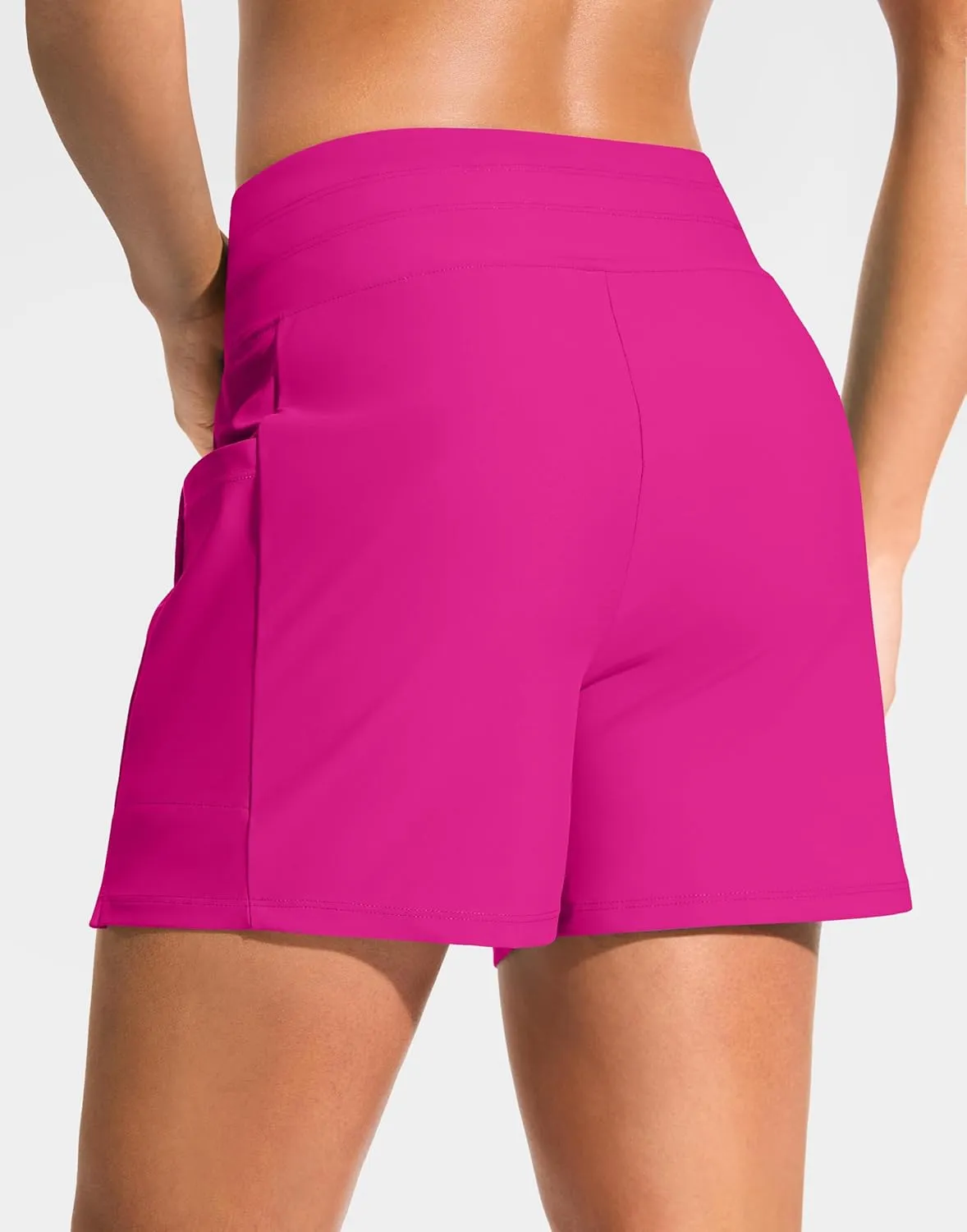 G Gradual Women's 4" High Waisted Swim Board Shorts with Pockets Quick Dry Swimming Swimsuit Bathing Suit Bottoms for Women