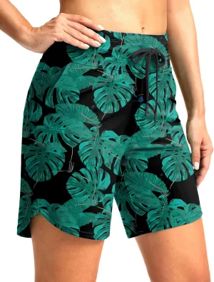 G Gradual Women's 7" High Waisted Swim Board Shorts with Pockets Quick Dry Beach Swimming Shorts for Women with Liner