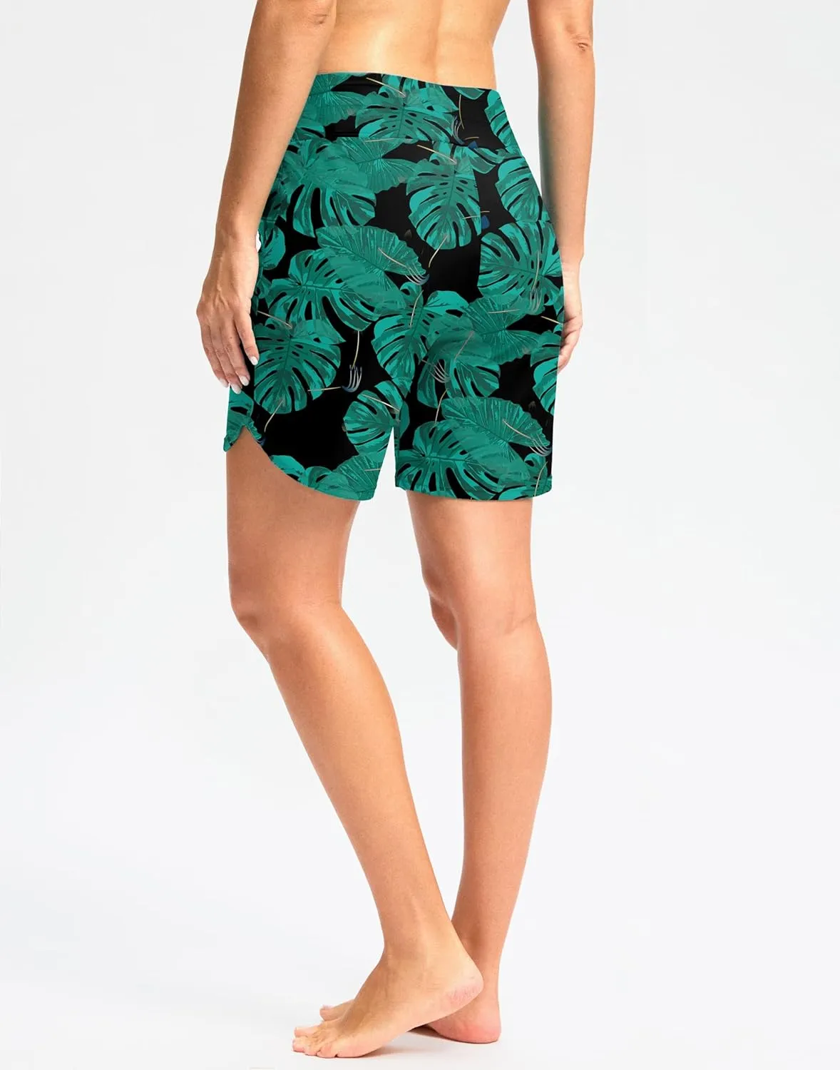 G Gradual Women's 7" High Waisted Swim Board Shorts with Pockets Quick Dry Beach Swimming Shorts for Women with Liner