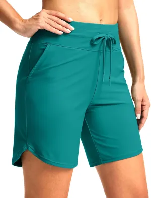 G Gradual Women's 7" High Waisted Swim Board Shorts with Pockets Quick Dry Beach Swimming Shorts for Women with Liner