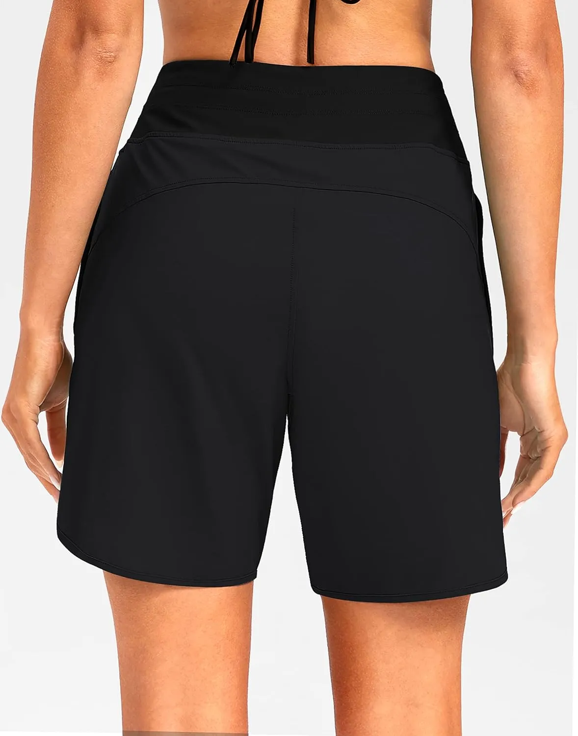 G Gradual Women's 7" Quick Dry High Waisted Swim Board Shorts with Zipper Pockets UPF 50  Beach Shorts for Women with Liner