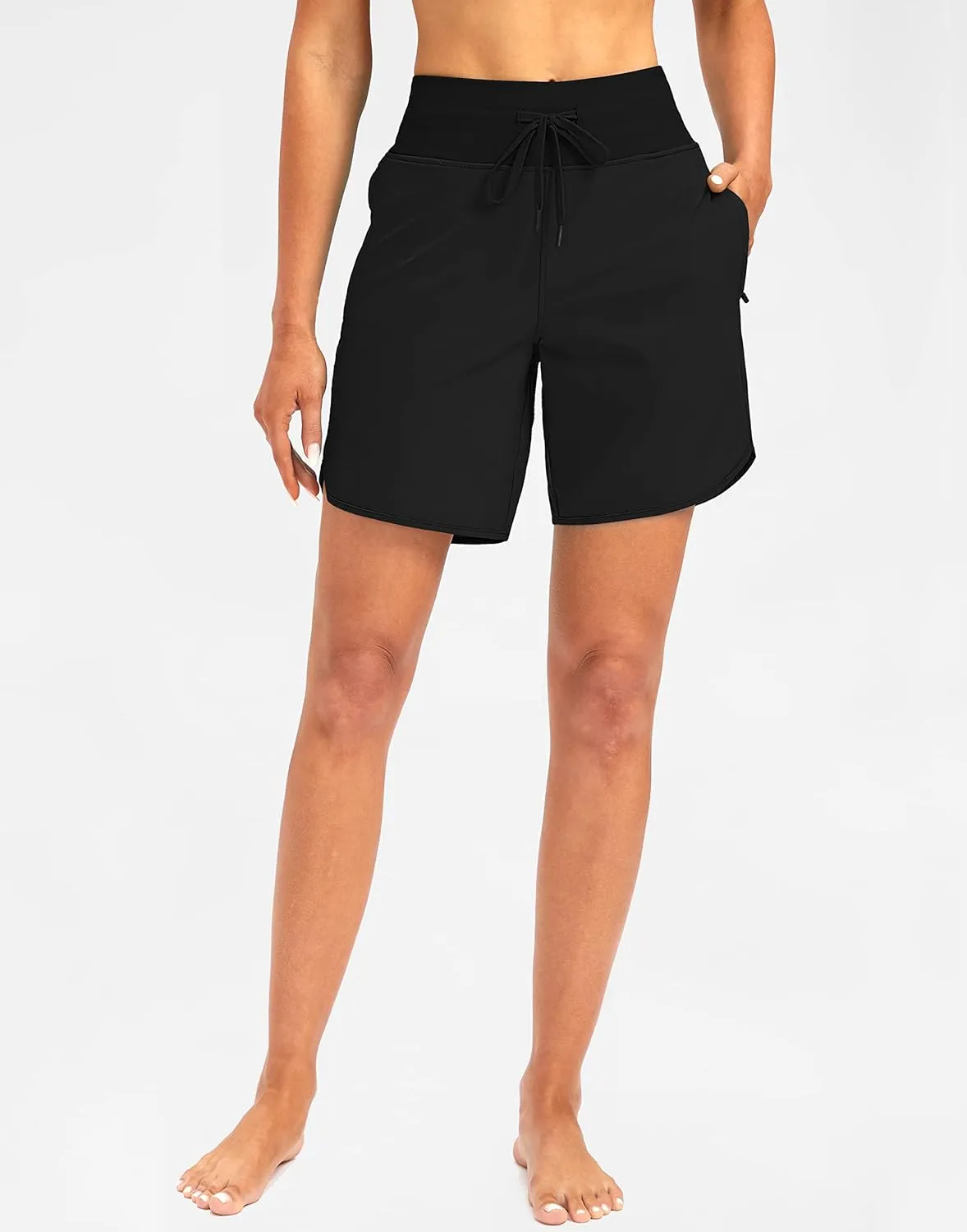 G Gradual Women's 7" Quick Dry High Waisted Swim Board Shorts with Zipper Pockets UPF 50  Beach Shorts for Women with Liner
