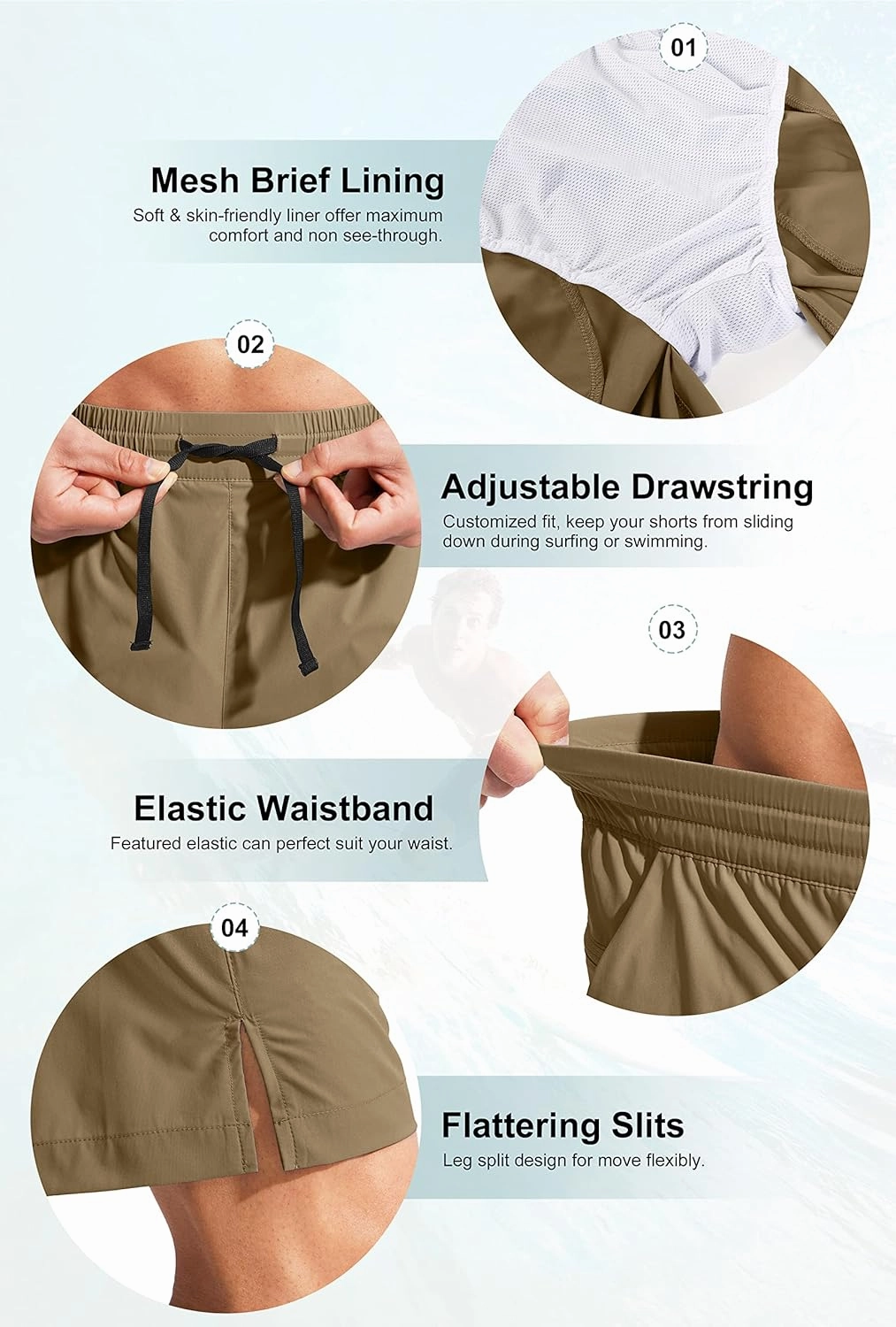 G Gradual Men's Swim Trunks Quick Dry Bathing Suit Beach Board Shorts for Men with Zipper Pockets and Mesh Lining