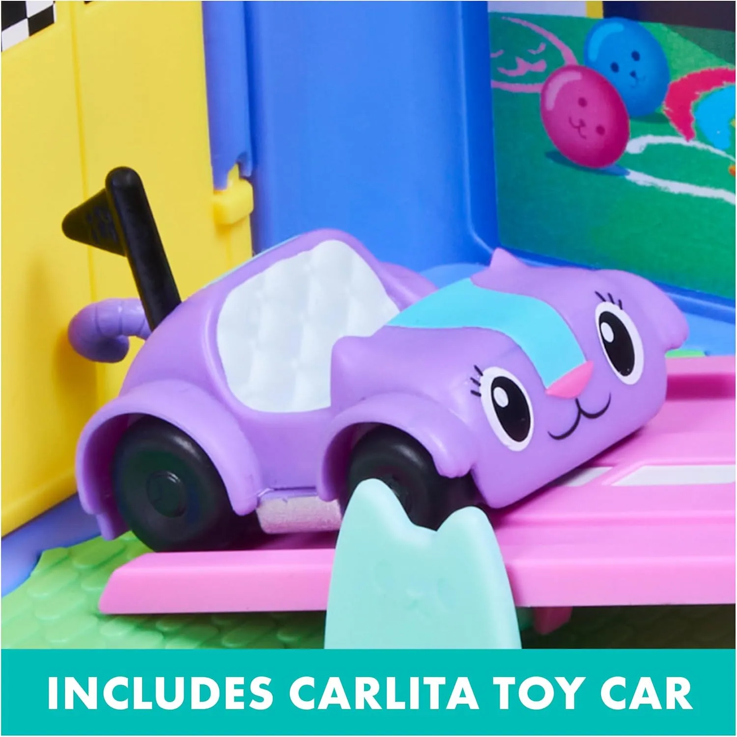 Gabby's Dollhouse, Carlita Purr-ific Play Room with Carlita Toy Car, Accessories, Furniture and Dollhouse Deliveries, Kids Toys for Ages 3 and up
