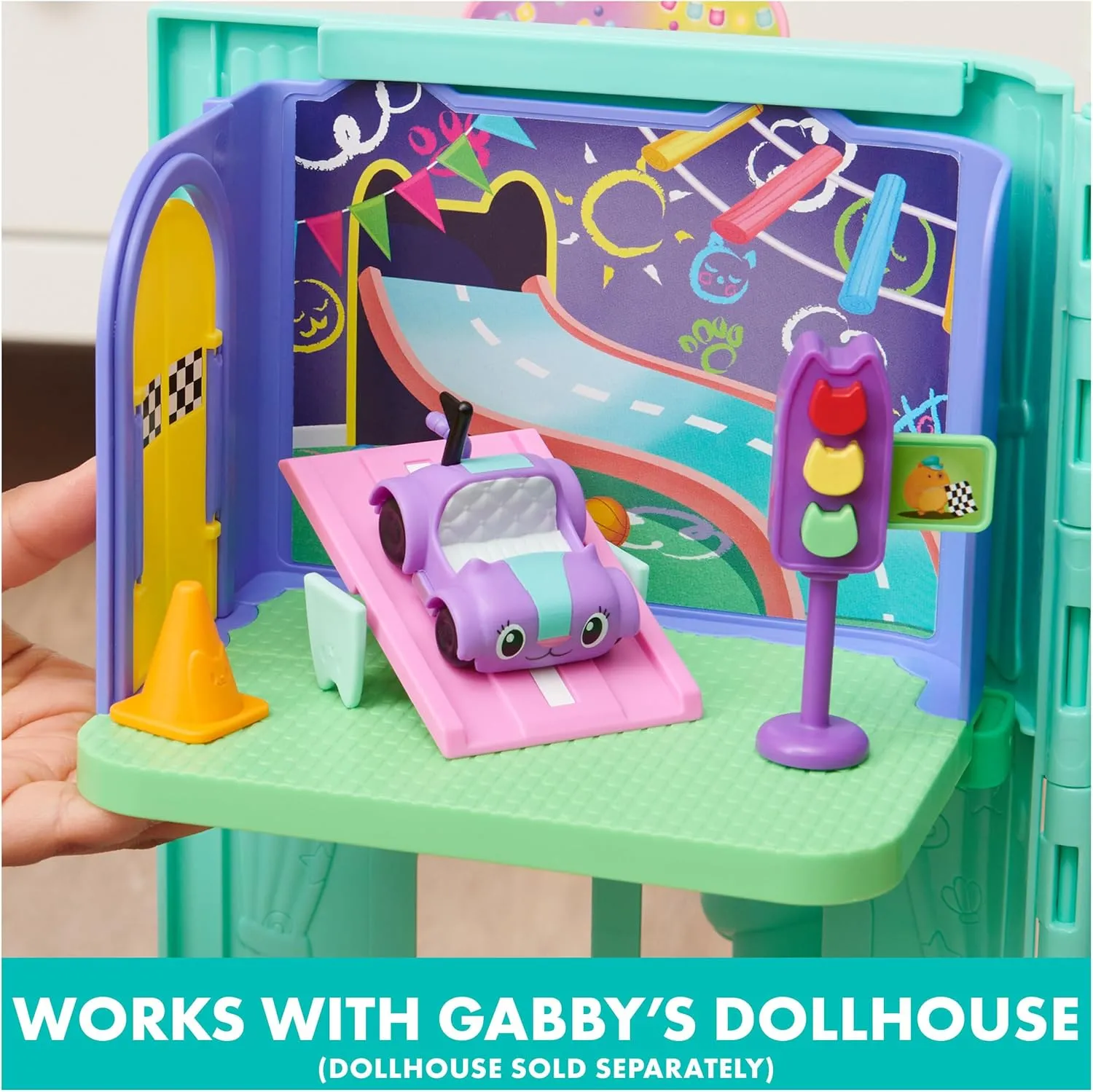Gabby's Dollhouse, Carlita Purr-ific Play Room with Carlita Toy Car, Accessories, Furniture and Dollhouse Deliveries, Kids Toys for Ages 3 and up