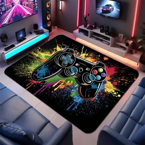 Gaming Rug for Boys Room 5'x7' Non-Slip Colorful Cool Game Rug 3D Gamepad Controller Mat for Bedroom Living Room Game Room Rug Decor