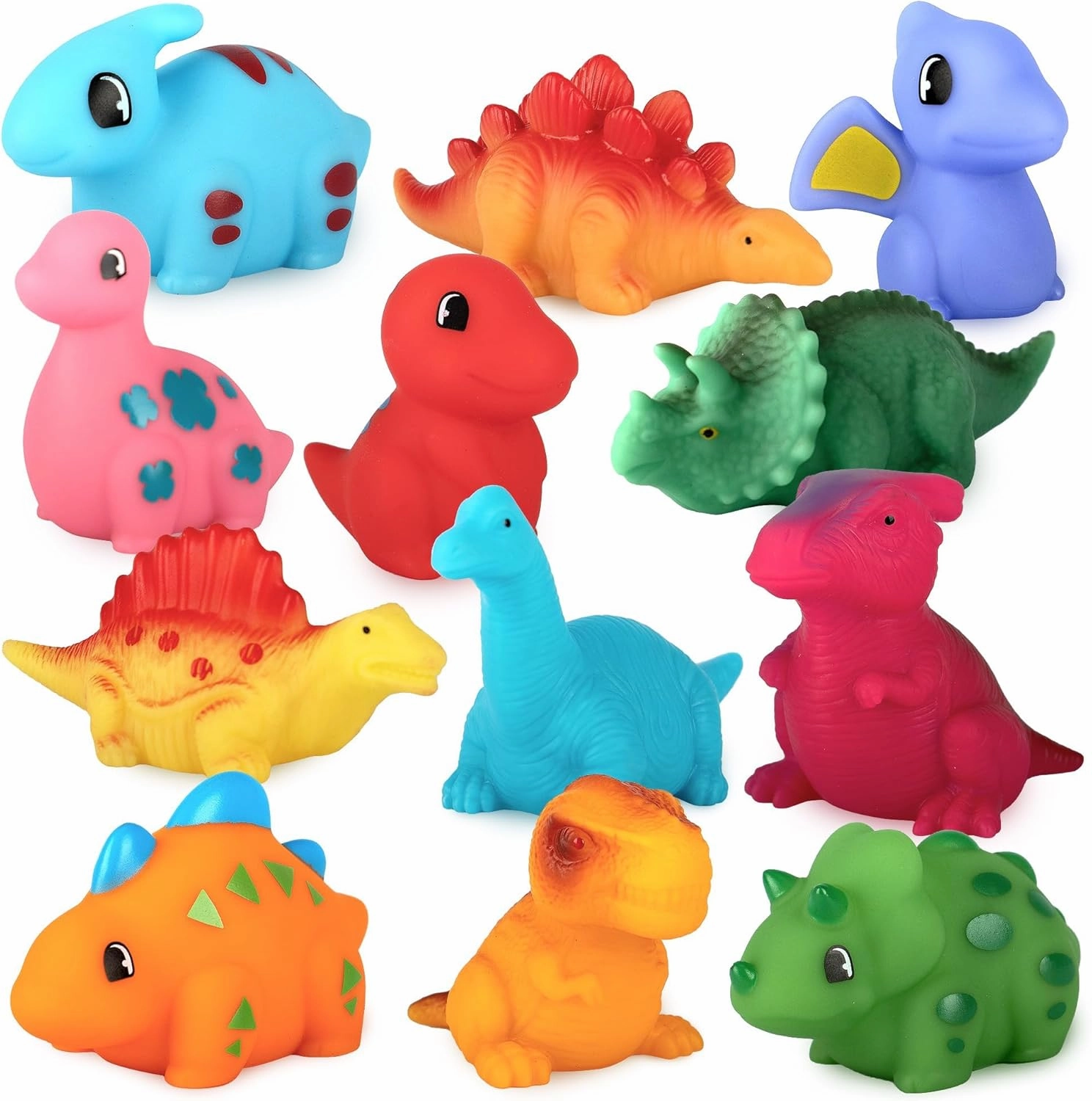 Ganowo 12PCS No Hole Dinosaur Bath Toys for Toddlers 1-3, Mold Free Baby Bathtub Pool Water Toys for Dinosaur Party Favors Birthday Christmas Easter