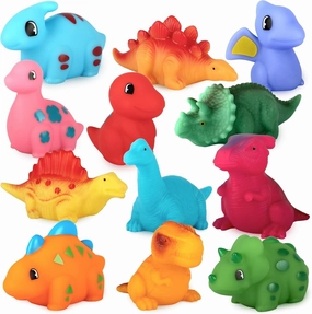 Ganowo 12PCS No Hole Dinosaur Bath Toys for Toddlers 1-3, Mold Free Baby Bathtub Pool Water Toys for Dinosaur Party Favors Birthday Christmas Easter