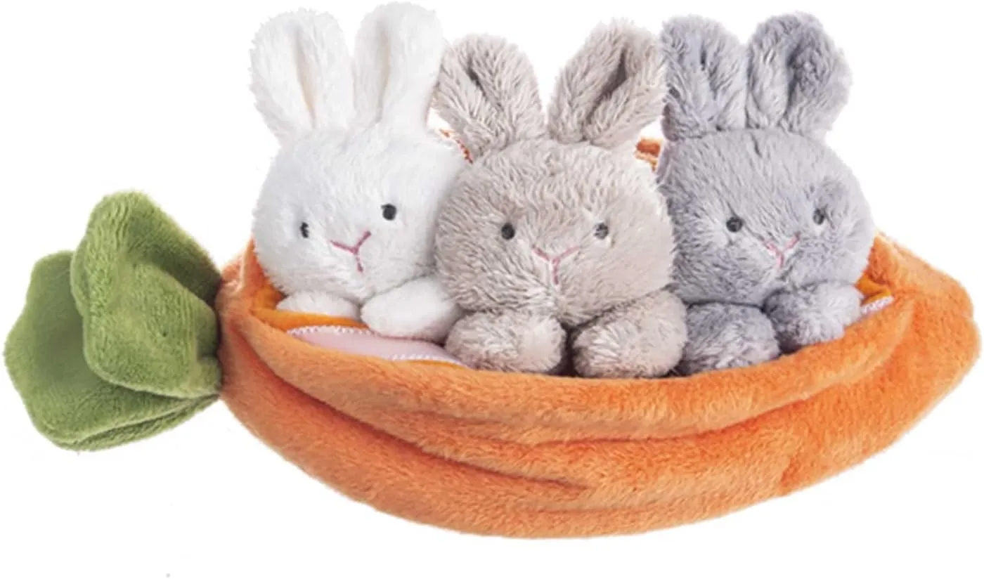 GANZ Bunny and Carrot Learn and Grow Peekaboo & Counting Plush, 4-Piece Set