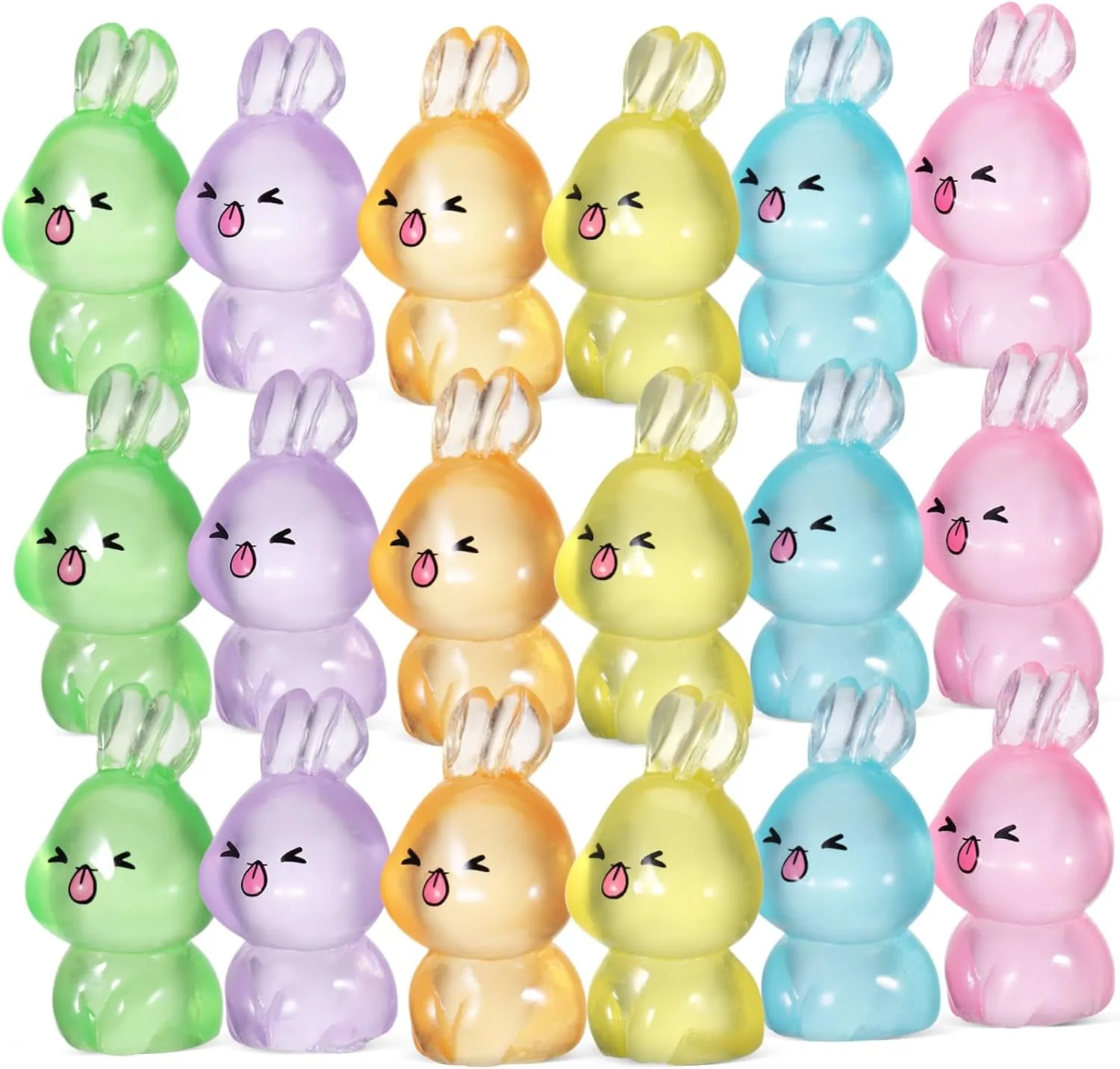 Garneck Home Decor Bunny Statues 84 Pcs Miniature Bunny Figurines Luminous Rabbit Lamp Mini Resin Rabbit Glow in The Dark Figures Bunny Toy