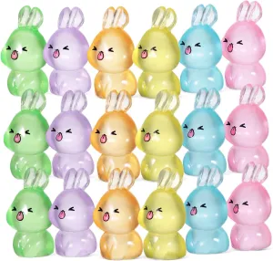 Garneck Home Decor Bunny Statues 84 Pcs Miniature Bunny Figurines Luminous Rabbit Lamp Mini Resin Rabbit Glow in The Dark Figures Bunny Toy