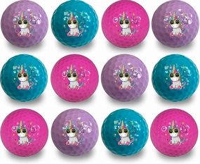GBM Be Cool Unicorn Golf Balls - 12 Pack Multicolor Novelty Imprinted with Be Cool Unicorn Designs for Golf Enthusiasts