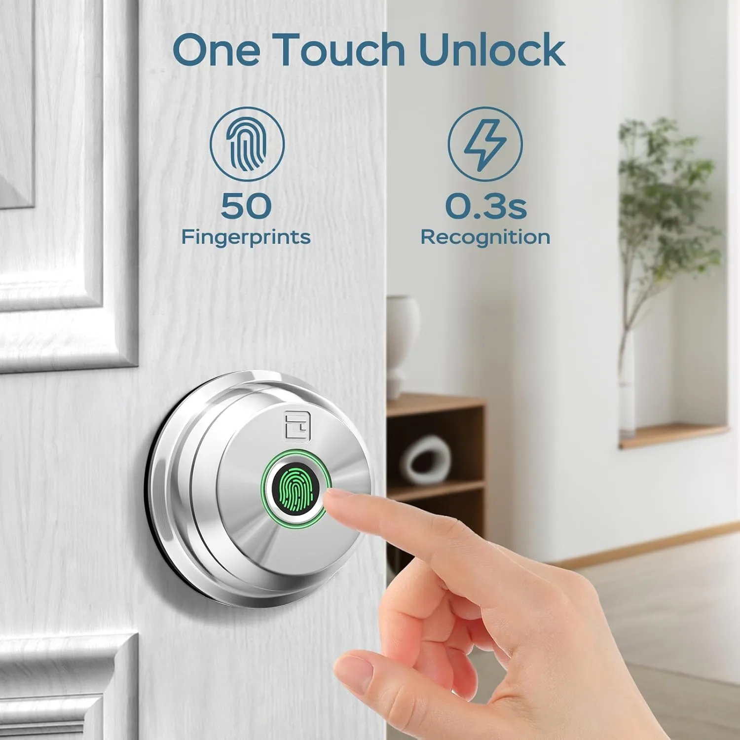 GeekTale Fingerprint Deadbolt with App, Smart Deadbolt Lock for Front Door, Keyless Entry Door Lock, Biometric Dead Bolt, Electronic Door Knob